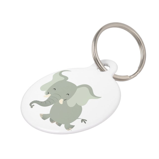 Cute Merry Cartoon Elephant Dog Tag (Side)
