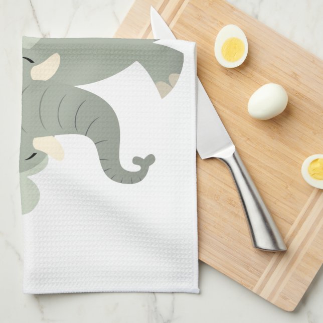 Cute Merry Cartoon Elephant Kitchen Towel (Quarter Fold)