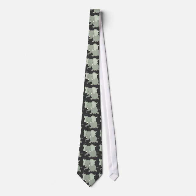 Cute Merry Cartoon Elephant Tie (Front)