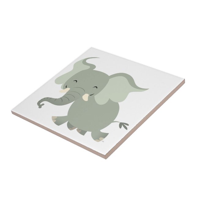 Cute Merry Cartoon Elephant Tile (Side)