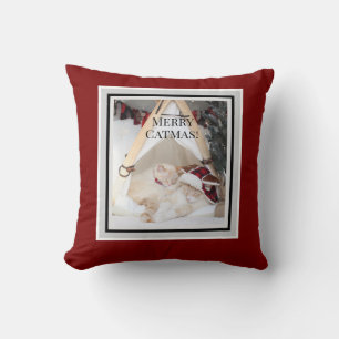 Cute Merry Catmas Sleeping Kitties Christmas Cushion