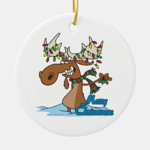 cute merry chrismoose silly christmas moose ceramic tree decoration