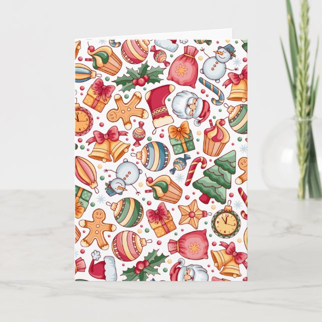  Cute Merry Christmas Aesthetic -Festive Pattern Card (Front)