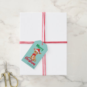 Cute merry christmas Baby Kangaroo Santa Scarf Gift Tags