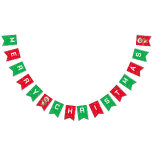 Cute merry Christmas Baby Owl Santa Scarf holiday Bunting