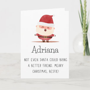 Cute Merry Christmas Bestie Name Folded Holiday Card