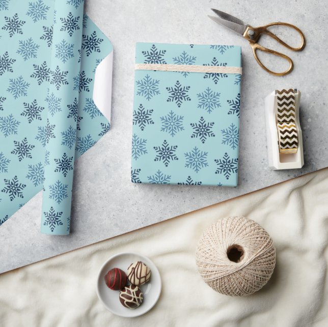 Cute Merry Christmas Blue Wrapping Paper (Crafts)