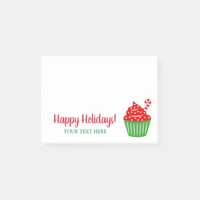 Cute Merry Christmas cupcake Holiday gift small Post-it Notes (Front)