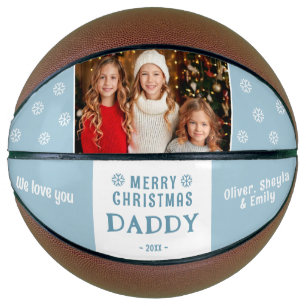 Cute Merry Christmas Daddy Family Photo Basketball