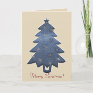 Cute Merry Christmas Denim Tree Card