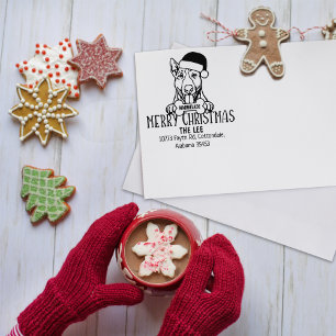  Cute Merry Christmas Dog Return Address  Rubber Stamp