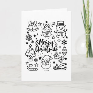 Cute Merry Christmas Doodle Art Card