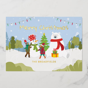 Cute Merry Christmas Family Custom Gold
