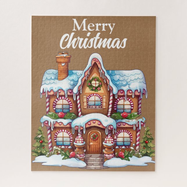 Cute Merry Christmas Gingerbread House Jigsaw Puzzle (Vertical)