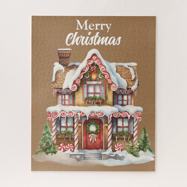 Cute Merry Christmas Gingerbread House Jigsaw Puzzle (Vertical)