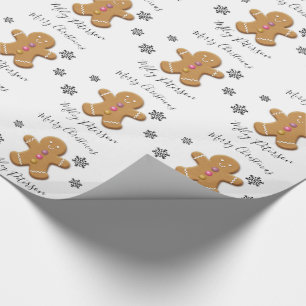 Cute Merry Christmas gingerbread man personalized Wrapping Paper