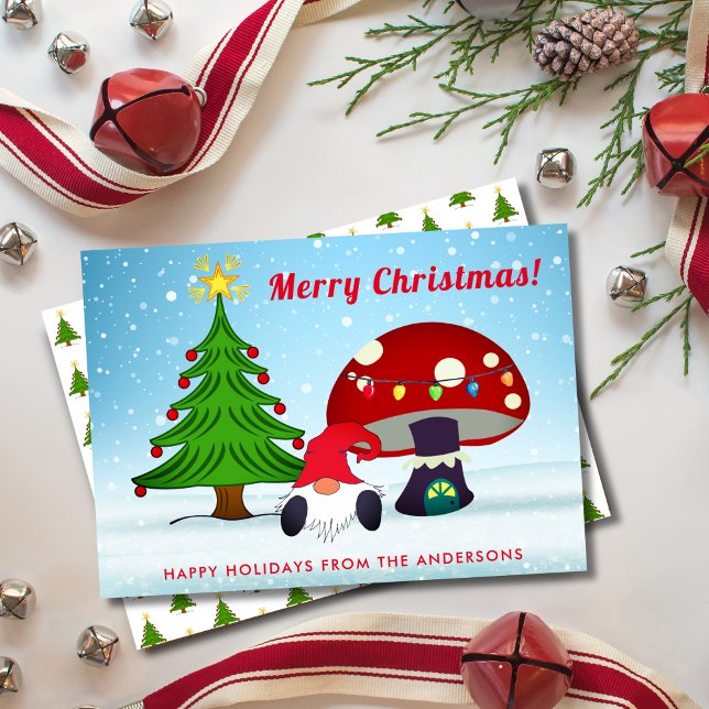 Cute Merry Christmas Gnome Holiday Card (Creator Uploaded)