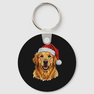 Cute Merry Christmas Golden Retriever Dog Christma Key Ring