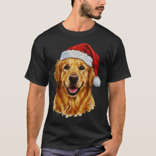 Cute Merry Christmas Golden Retriever Dog Christma T-Shirt