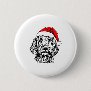Cute Merry Christmas Goldendoodle Santa Christmas  6 Cm Round Badge