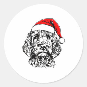 Cute Merry Christmas Goldendoodle Santa Christmas Classic Round Sticker