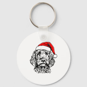 Cute Merry Christmas Goldendoodle Santa Christmas  Key Ring