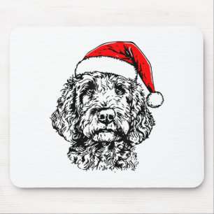 Cute Merry Christmas Goldendoodle Santa Christmas  Mouse Pad