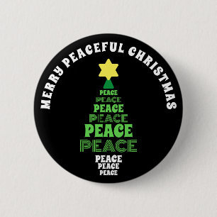 Cute Merry Christmas Green Peace Tree 6 Cm Round Badge