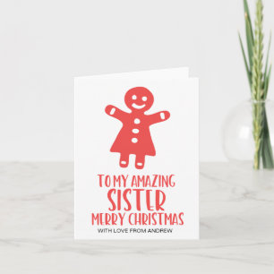 Cute Merry Christmas Holiday Greetings for Sister Card