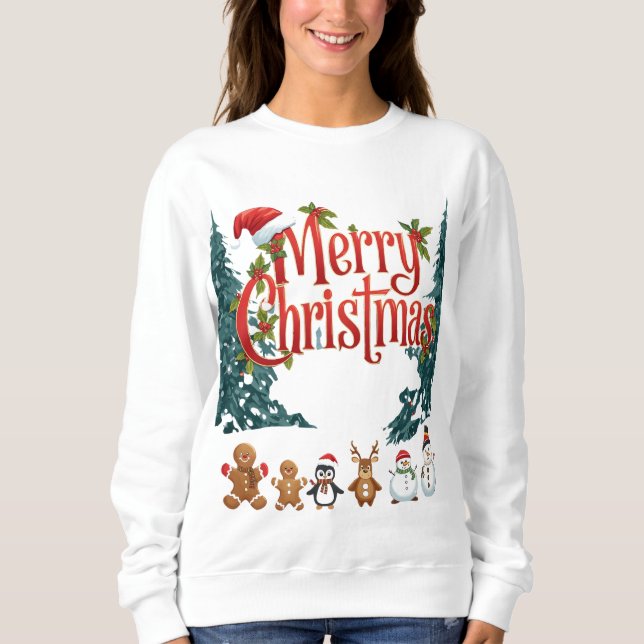 Cute Merry Christmas Holiday Sweater Design (Front)