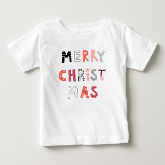 Cute Merry Christmas holiday tshirt for kids/baby (Front)