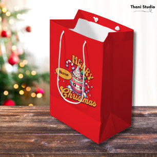 Cute Merry Christmas Hot Chocolate Mug Family Medium Gift Bag