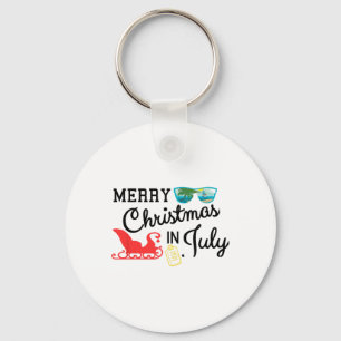 Cute Merry Christmas In July Beach Santa Key Ring