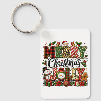 Cute Merry Christmas Jolly Key Ring