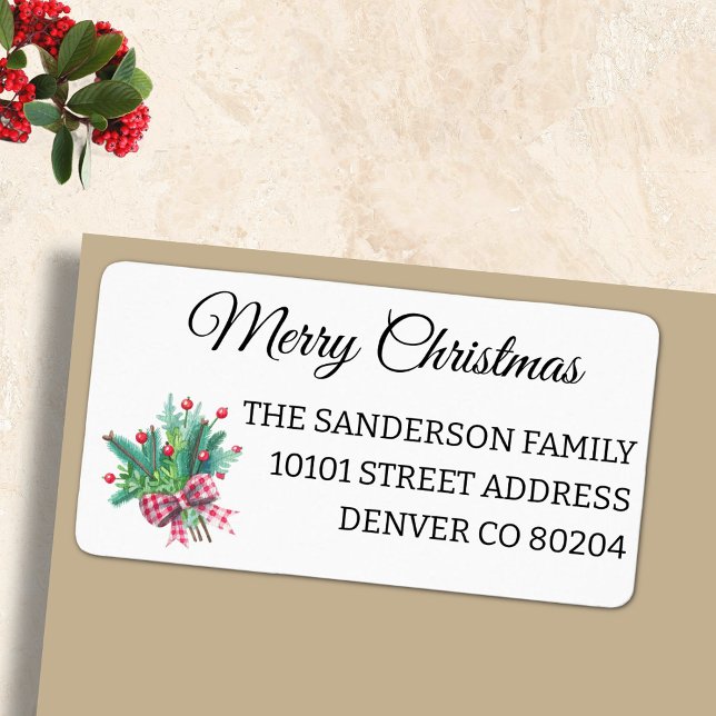 Cute Merry Christmas Minimal Return Address Label  (Creator Uploaded)