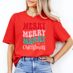 Cute Merry Christmas Modern Womens Xmas Red Fun T-Shirt
