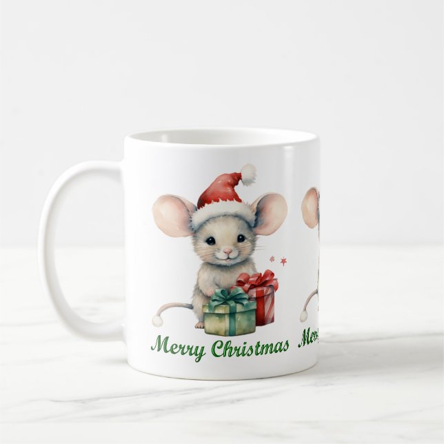Cute Merry Christmas Mouse Mug (Left)