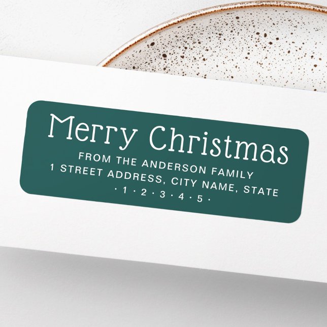 Cute Merry Christmas pine green return address (Cute Merry Christmas pine green return address Label)