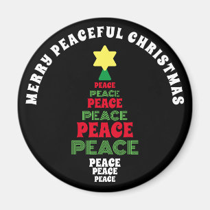 Cute Merry Christmas Red and Green Peace Tree Magnet