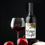 Cute Merry Christmas Red Mistletoe Watercolor<br><div class="desc">Elevate your holiday soirées with this chic wine label, boasting a whimsical design adorned with modern black script and a charming mistletoe motif in vivid red and green watercolors. Exuding festive cheer, it sets the stage for a jolly and merry Christmas dinner, infusing your gatherings with warmth and elegance. The...</div>