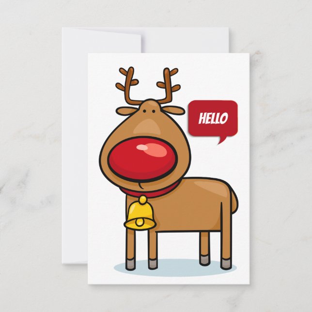 Cute Merry Christmas Reindeer Flat Card  (Front)