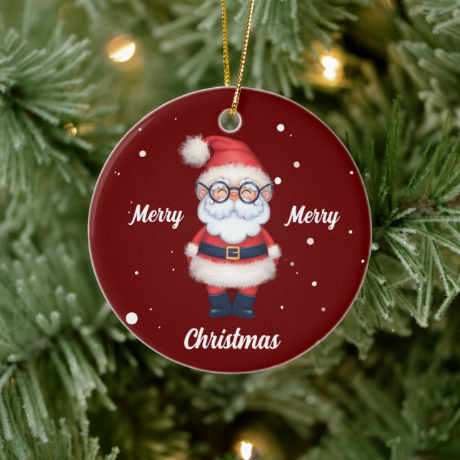 Cute Merry Christmas Santa  ceramic ornament (Tree)