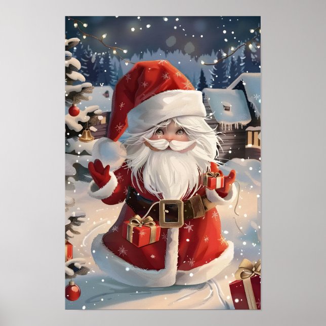Cute Merry Christmas Santa Clause Poster (Front)