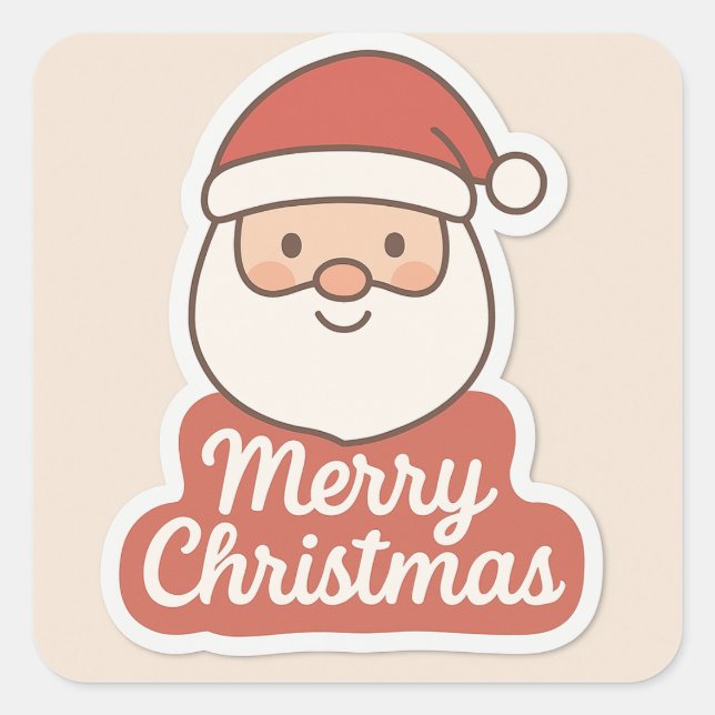 Cute Merry Christmas Santa Face Sticker (Front)