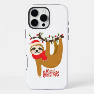 Cute Merry Christmas Santa Sloth iPhone 16 Pro Max Case