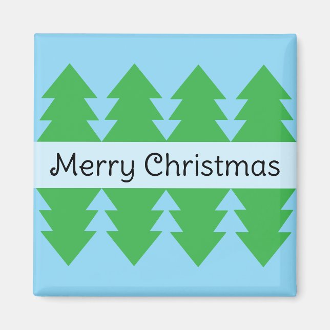 Cute Merry Christmas Simple Tree Design Blue Magnet (Front)