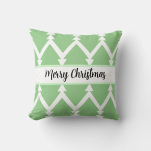 Cute Merry Christmas Tree Design Light Green` Cushion