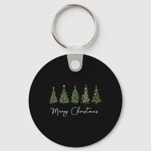 Cute Merry Christmas Tree Fun Women Matching Fami Key Ring