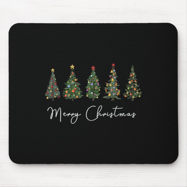Cute Merry Christmas Tree Fun  Women Matching Fami Mouse Pad (Front)