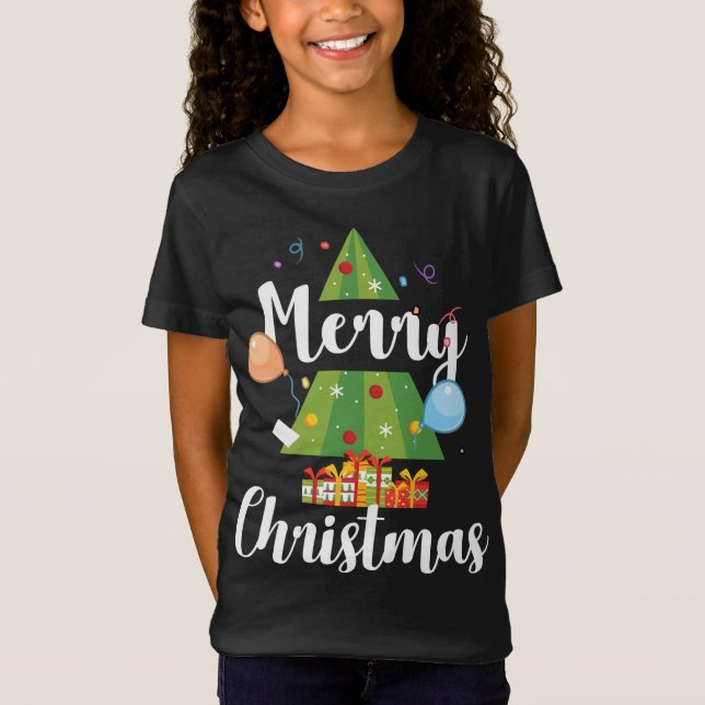 Cute Merry Christmas Tree Tee Funny Xmas Tree (Front)